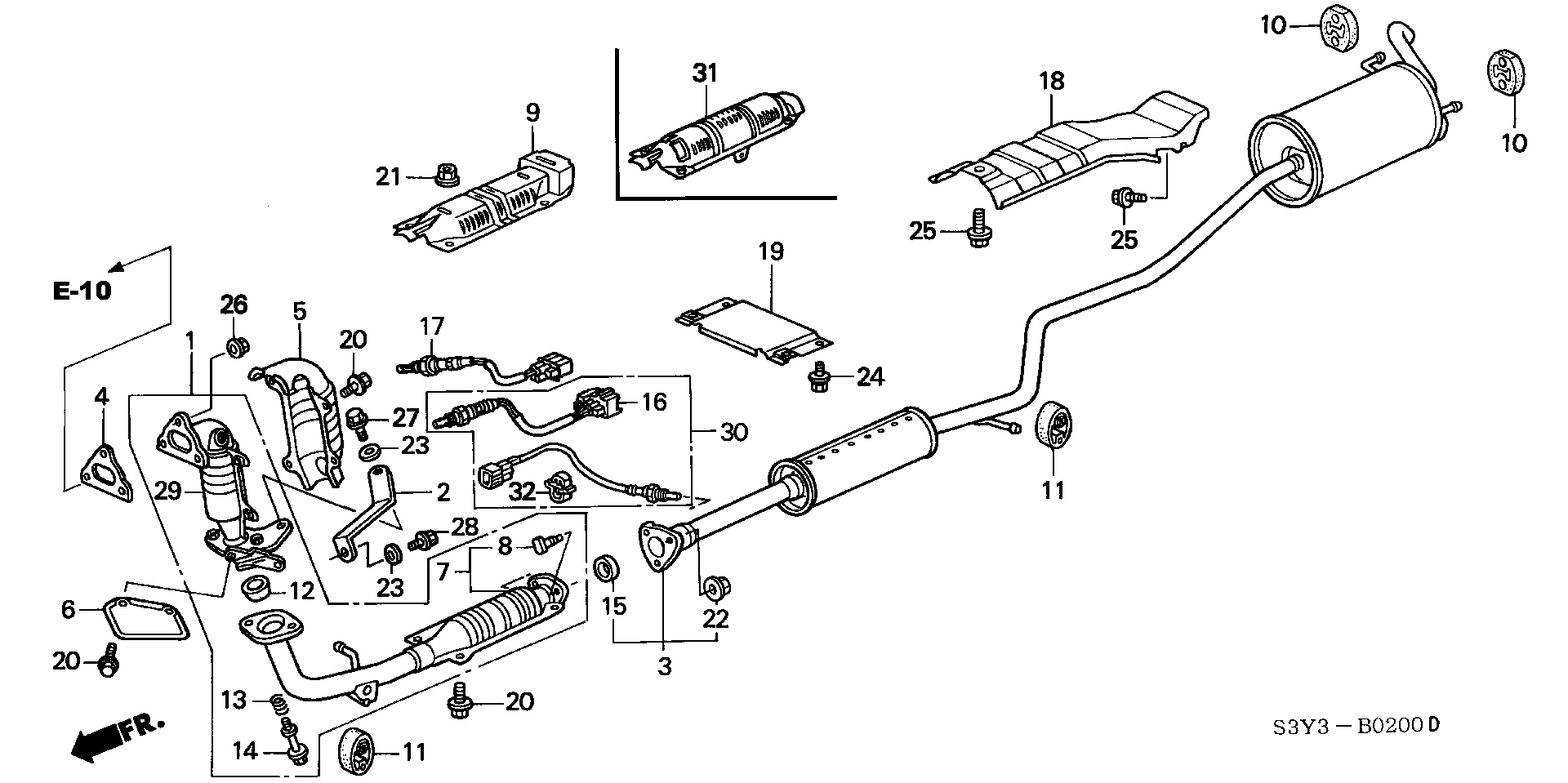 Diagram EXHAUST PIPE for your 1990 Honda Accord Coupe 2.2L AT LX 