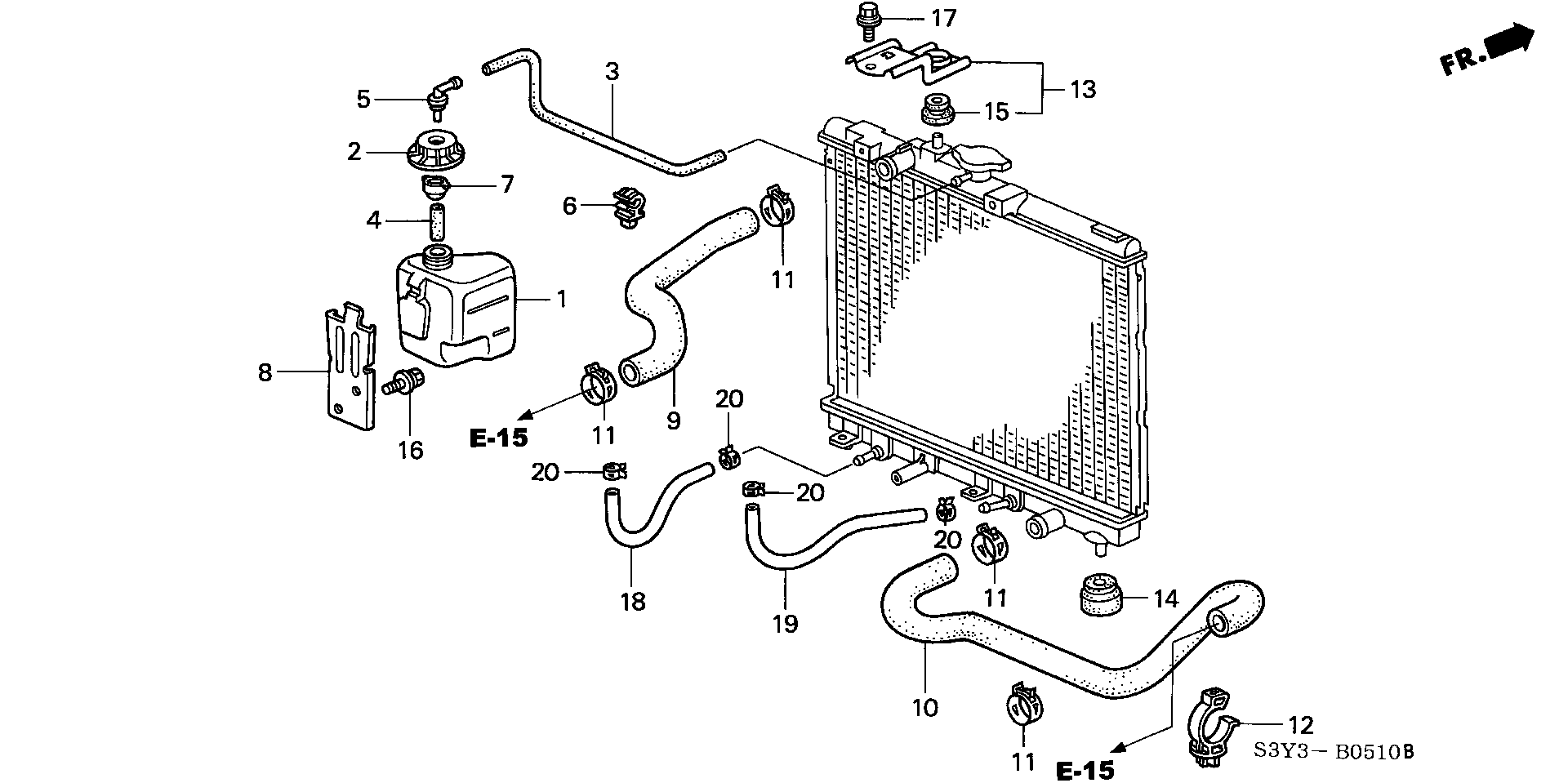 Diagram RADIATOR HOSE for your 1990 Honda Accord Coupe 2.2L AT LX 