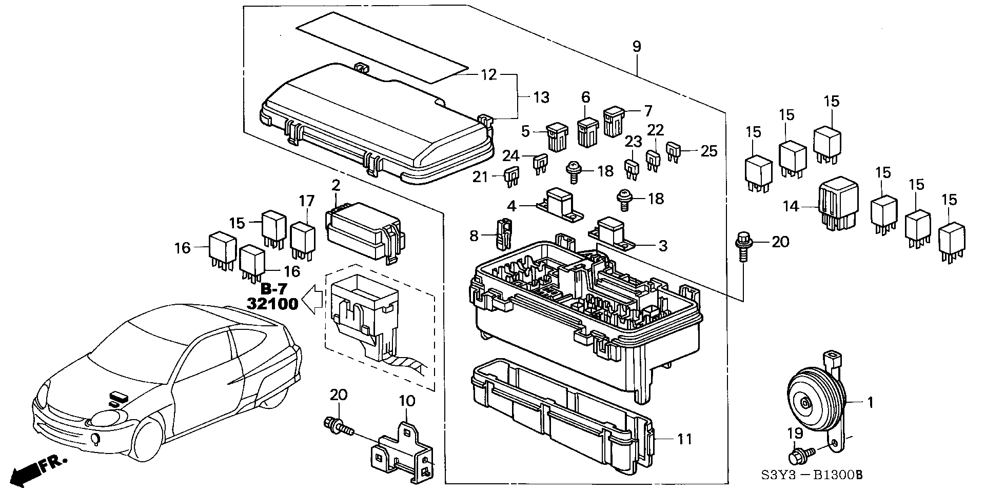 Diagram CONTROL UNIT (ENGINE ROOM) for your 2007 Honda CR-V   