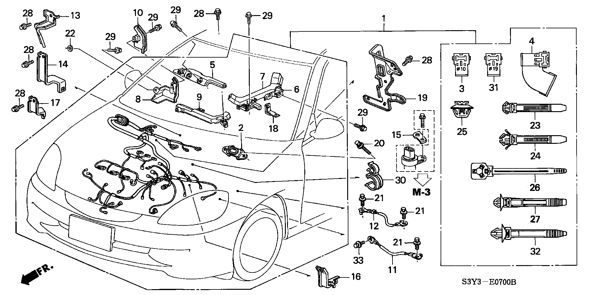 Honda Insight Holder, engine harness (c). Electrical, wire - 32131-PHM ...