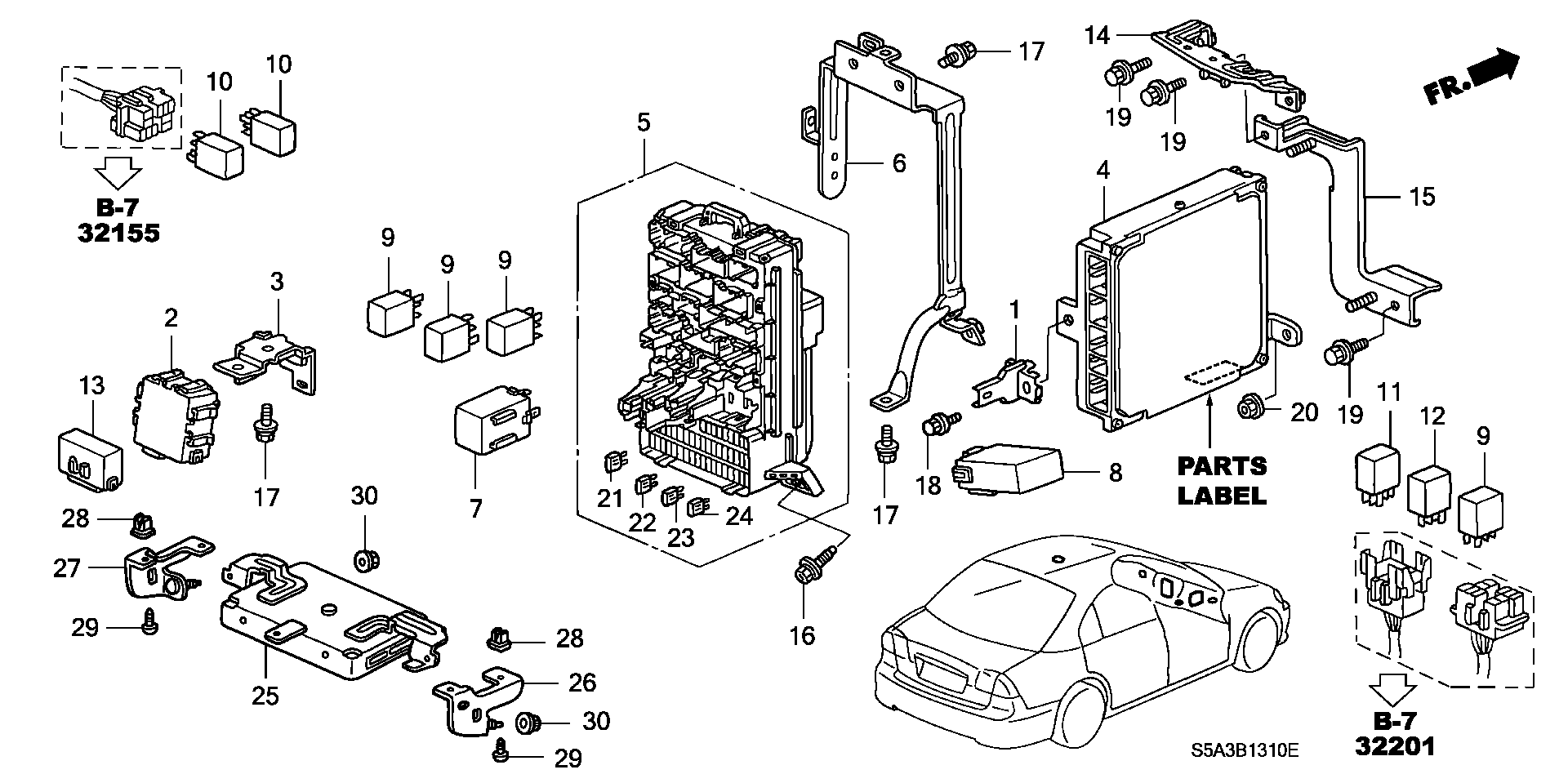 Diagram CONTROL UNIT (CABIN) for your Honda