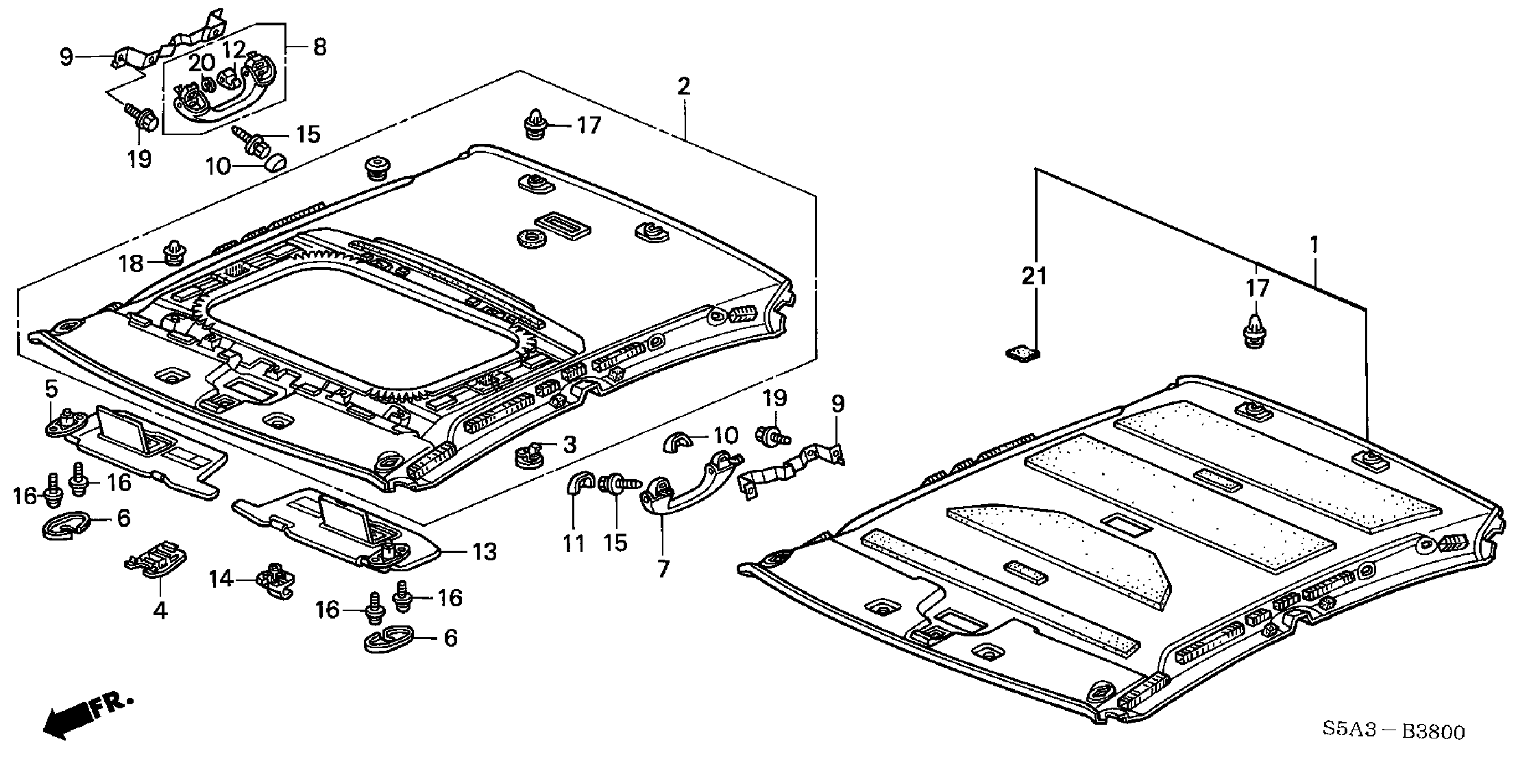 Diagram ROOF LINING for your Honda