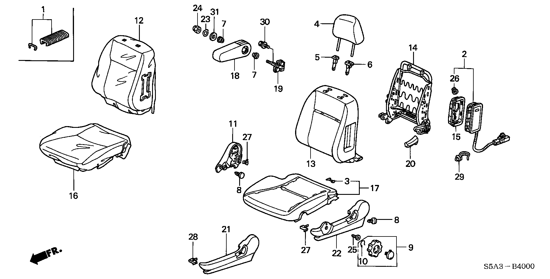 Full size assembly image of FRONT SEAT (L.) (1/1)