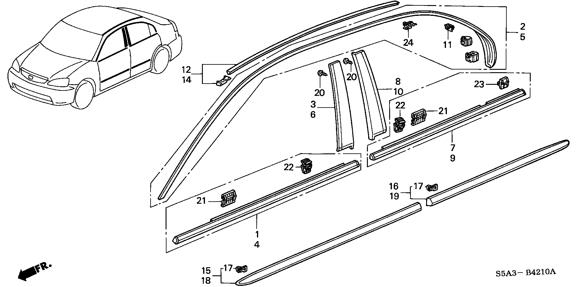 Diagram MOLDING@PROTECTOR for your 2020 Honda Civic   