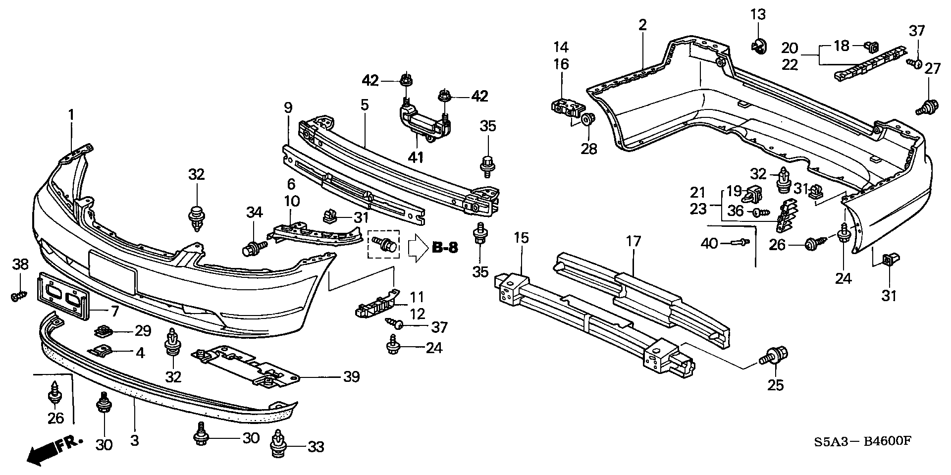 Diagram BUMPERS for your 1996 Honda Accord Coupe 2.2L VTEC MT EX 