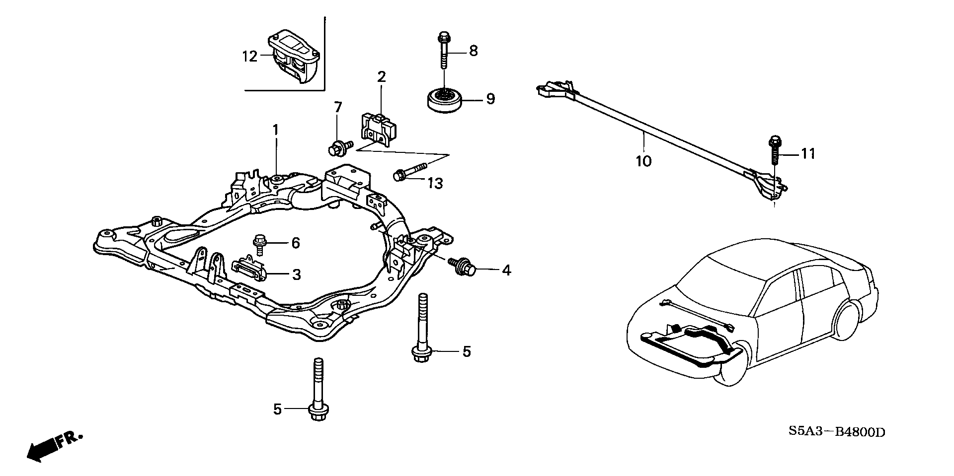 Diagram REAR BEAM for your 1980 Honda Civic Hatchback   