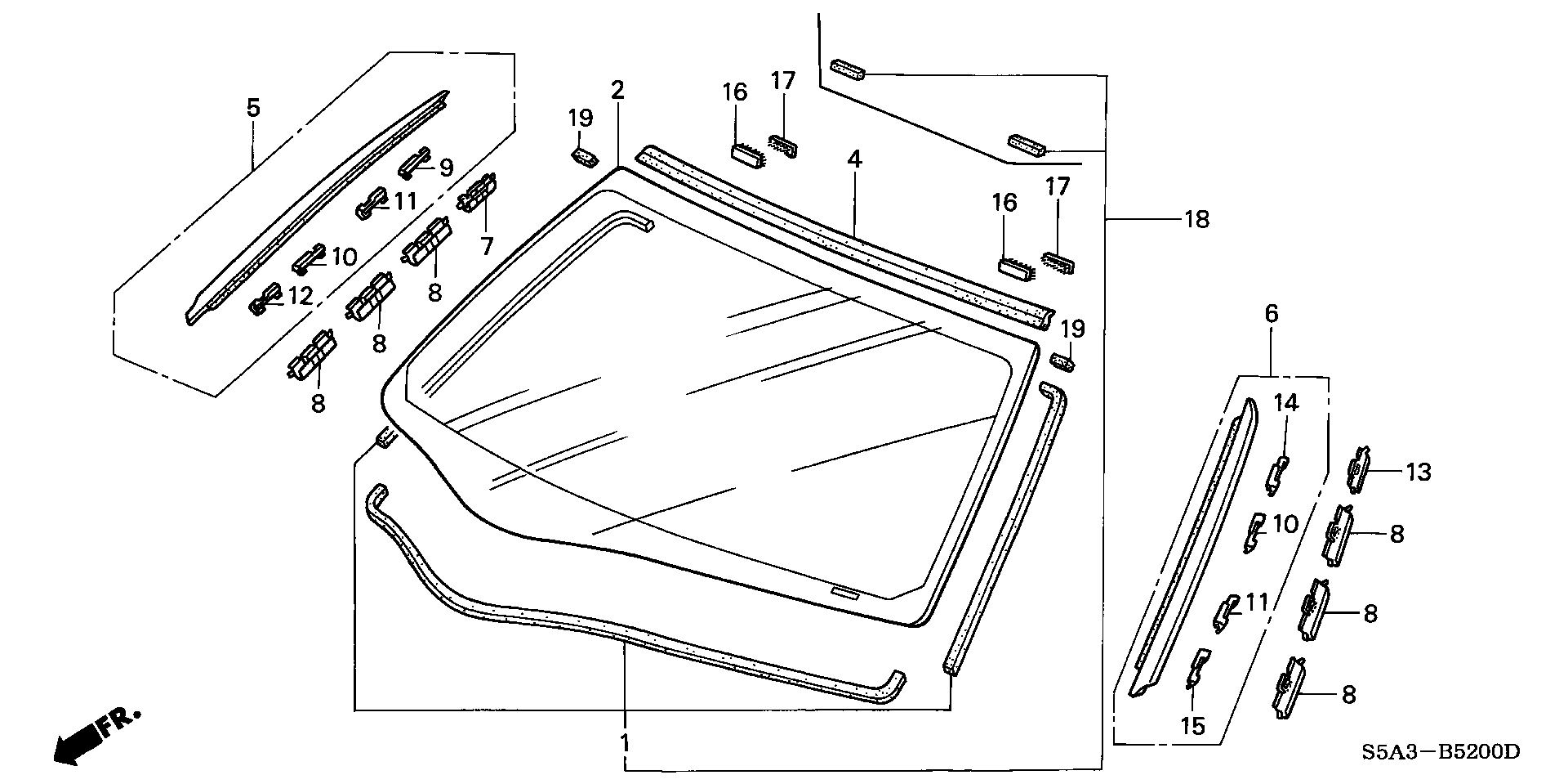 Diagram FRONT WINDSHIELD for your 2017 Honda Civic   