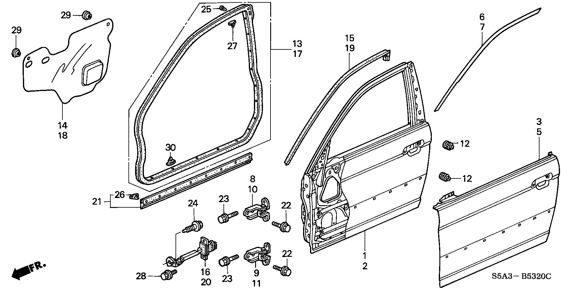 Diagram FRONT DOOR PANELS for your Honda Civic  