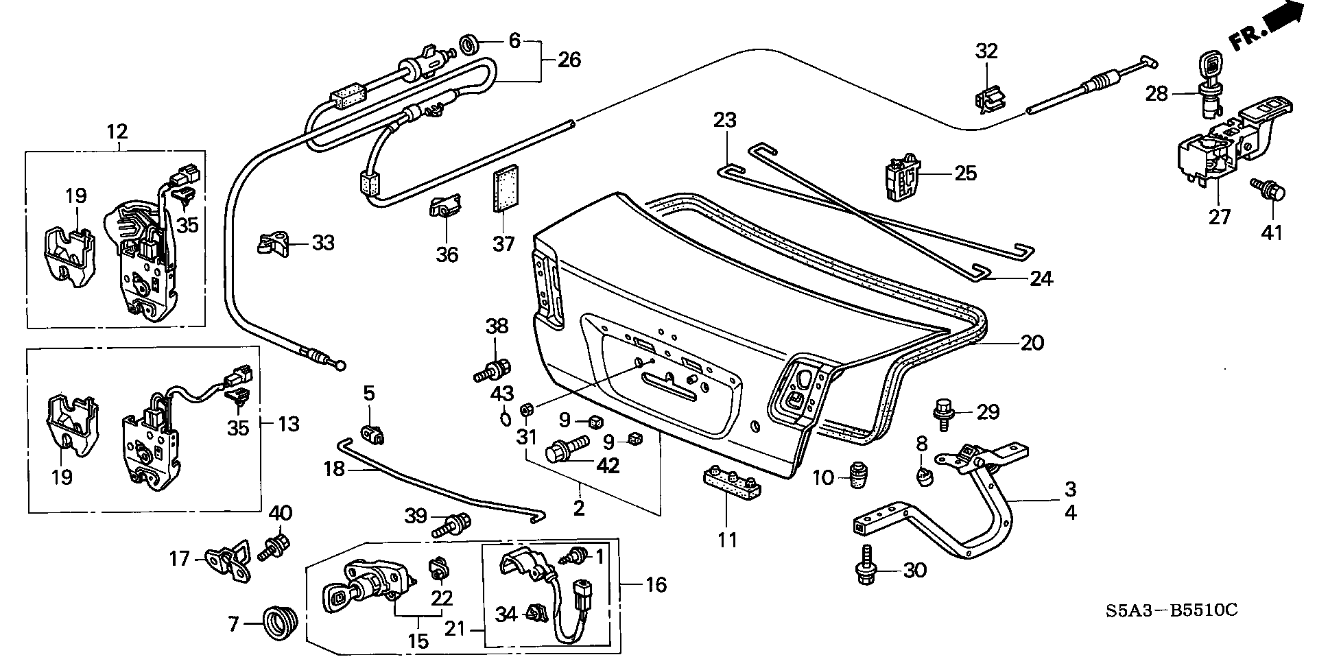 Diagram TRUNK LID for your 1990 Honda Accord Coupe 2.2L MT LX 