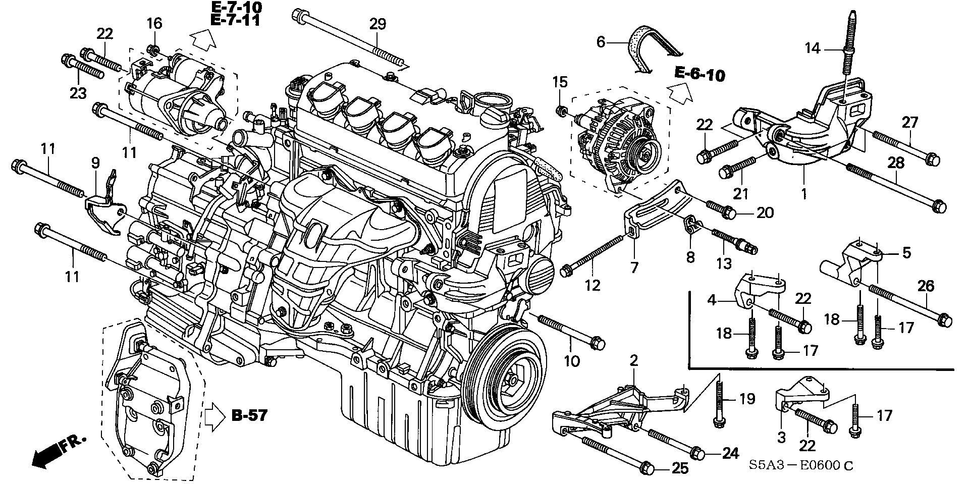 Diagram ENGINE MOUNTING BRACKET for your 1980 Honda Civic Hatchback   