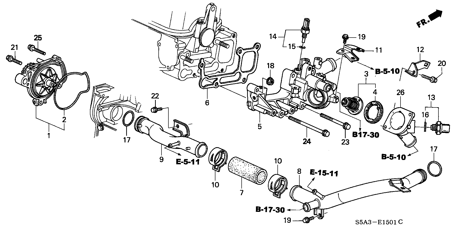 Diagram WATER PUMP@SENSOR (2) for your 1976 Honda Civic Hatchback   