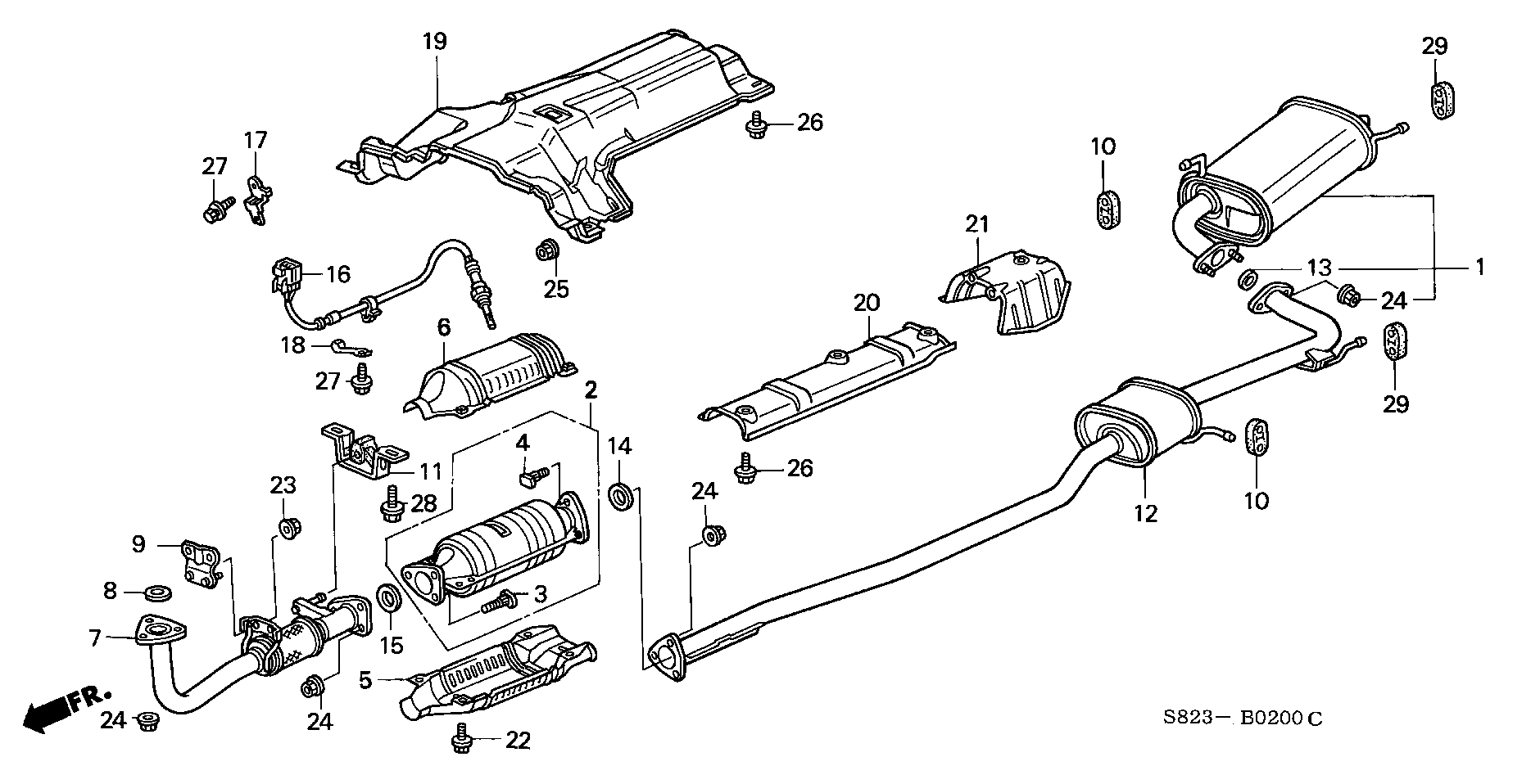 Diagram EXHAUST PIPE for your 1990 Honda Accord Coupe 2.2L AT LX 