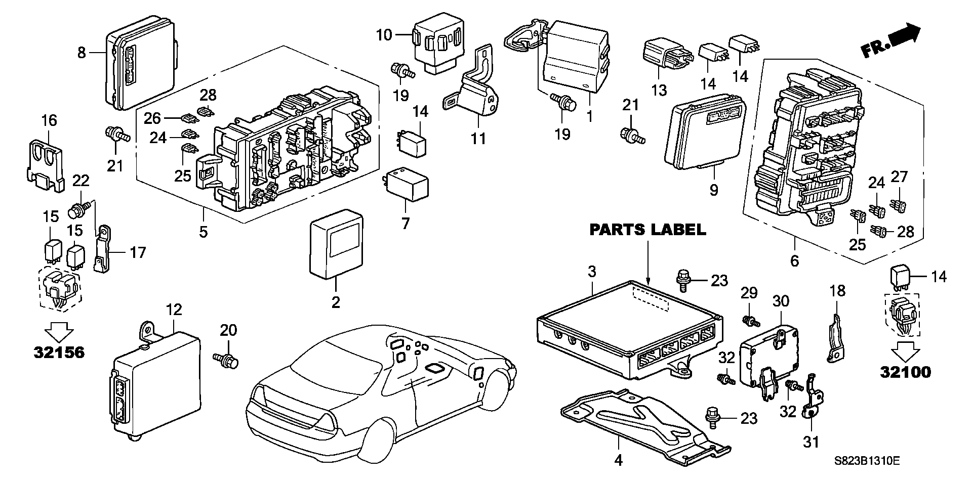 Diagram CONTROL UNIT (CABIN) for your Honda