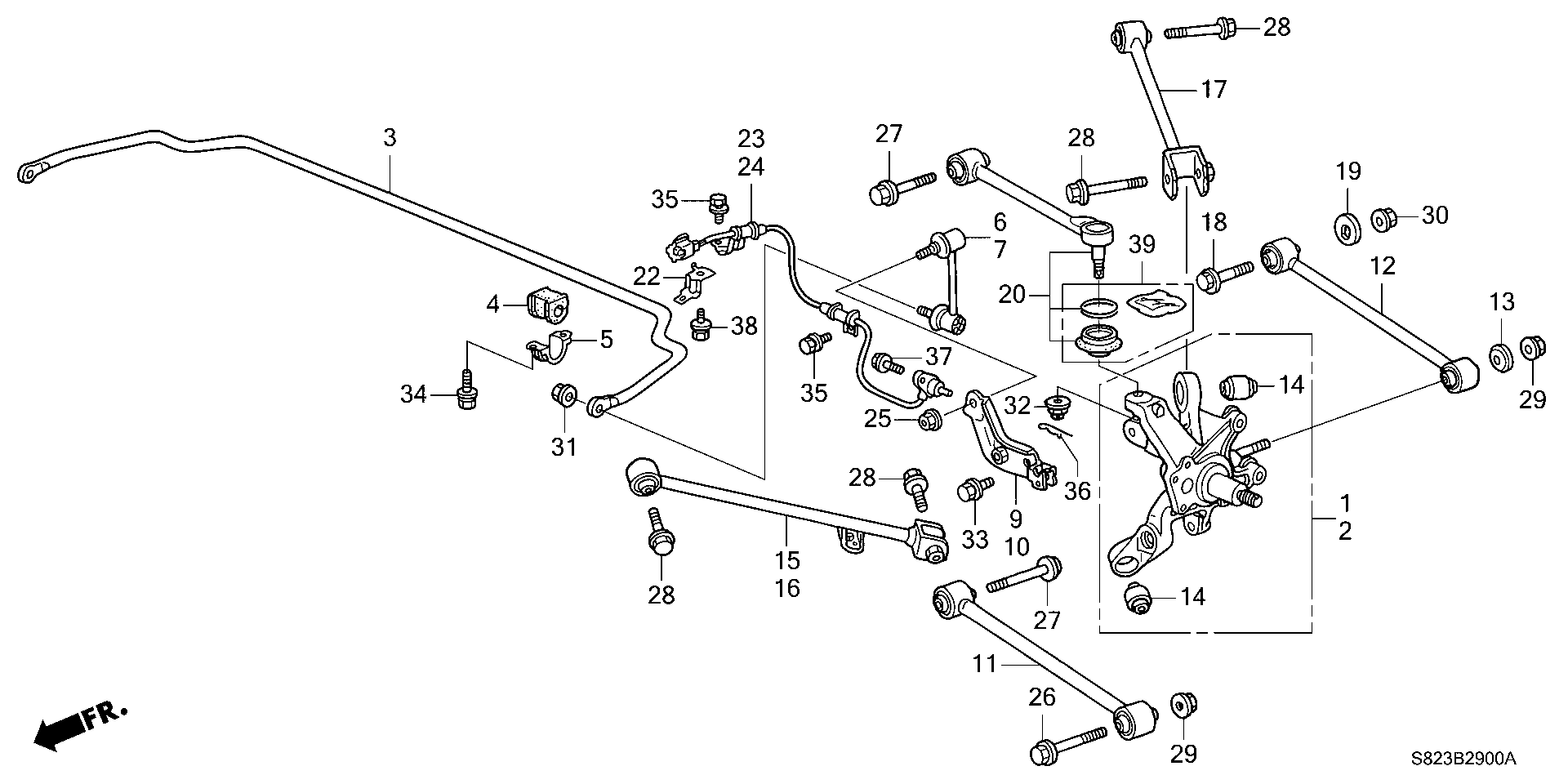 Honda Accord Coupe Arm, l. Rr. Trailing (disk). Lower, rear - 52375-S84 ...