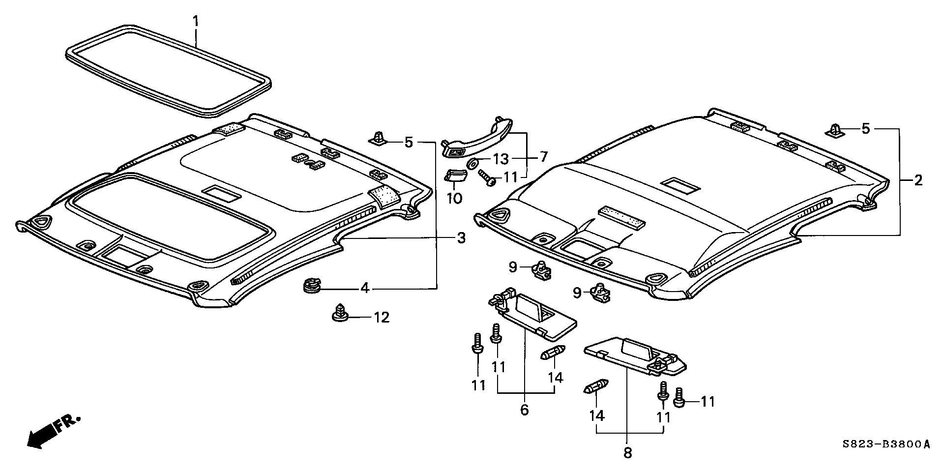 Diagram ROOF LINING for your Honda