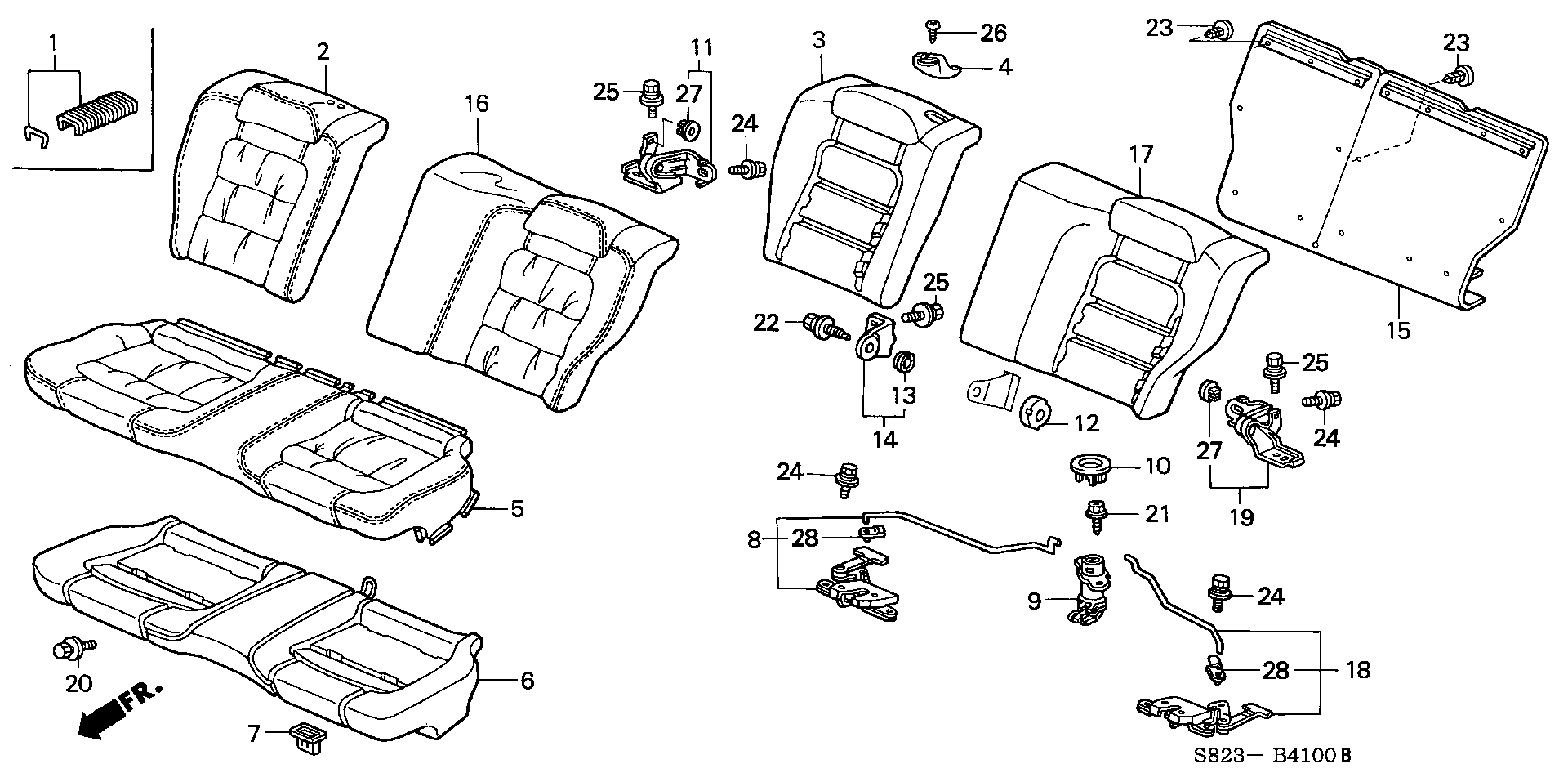 Honda Accord Coupe Bracket, r. Seat pivot. Body, rear - 82290-S82-A00 ...