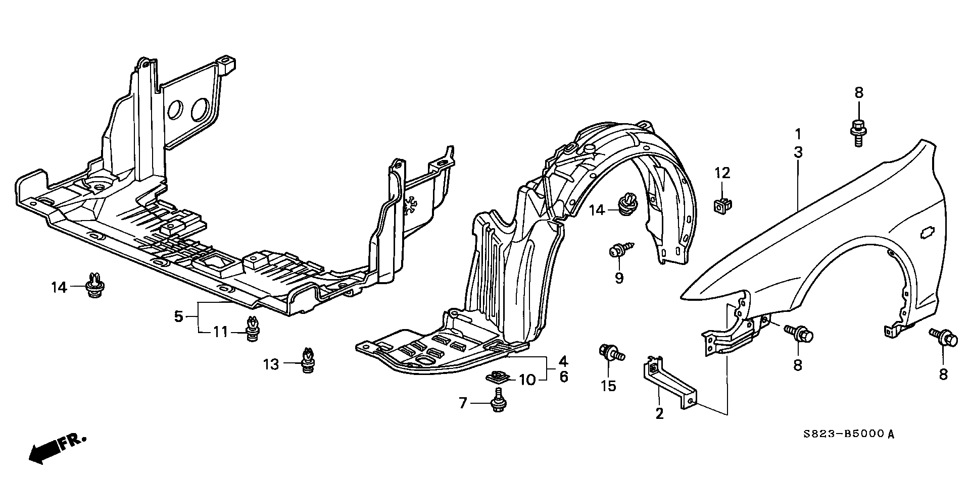 Diagram FRONT FENDER for your 1990 Honda Accord Coupe 2.2L MT LX 