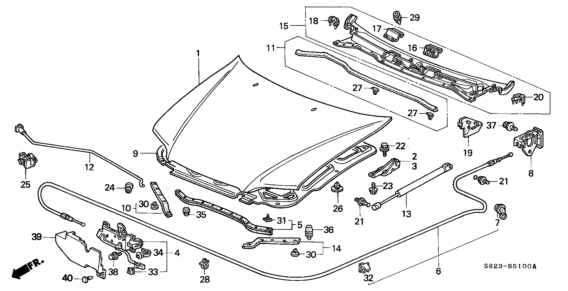 Diagram ENGINE HOOD for your Honda Accord Coupe  