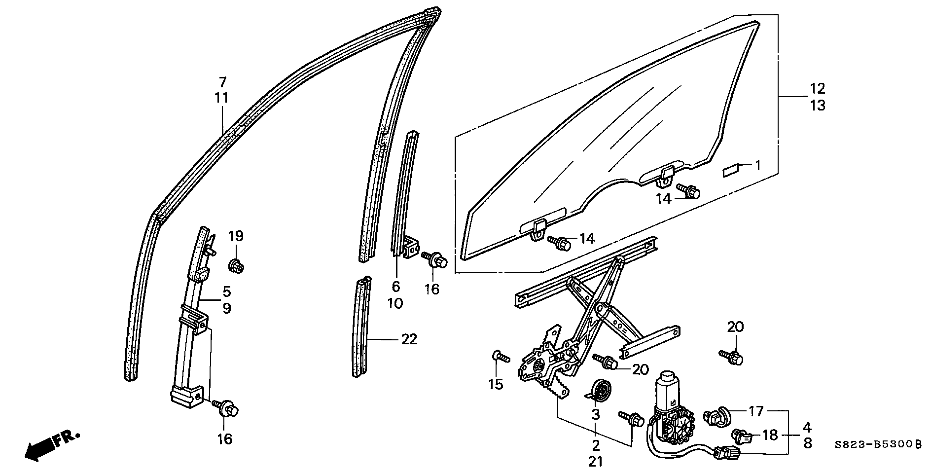 Diagram DOOR WINDOW for your 1990 Honda Accord Coupe 2.2L MT LX 