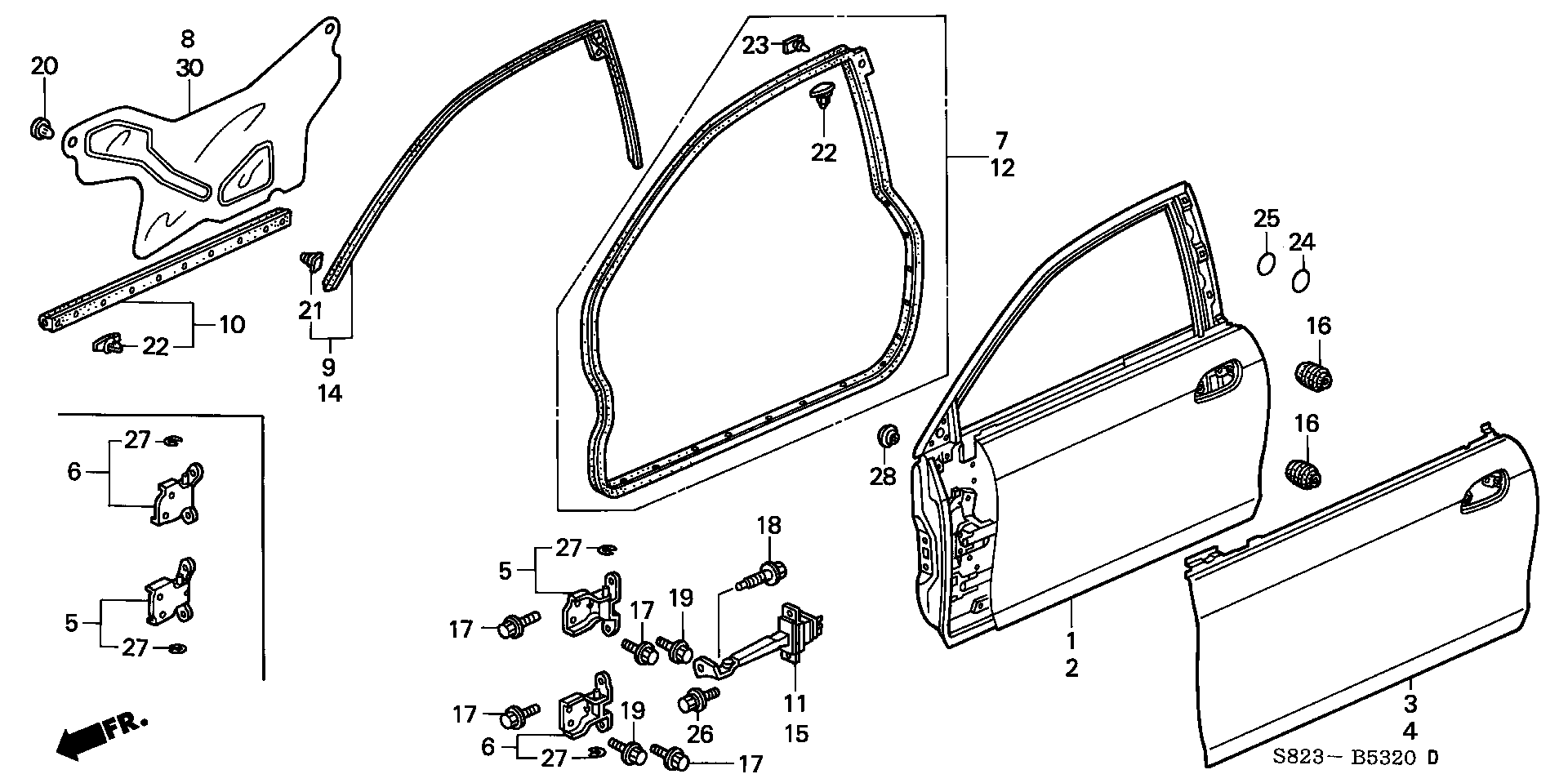 Diagram DOOR PANEL for your 1990 Honda Accord Coupe 2.2L MT LX 