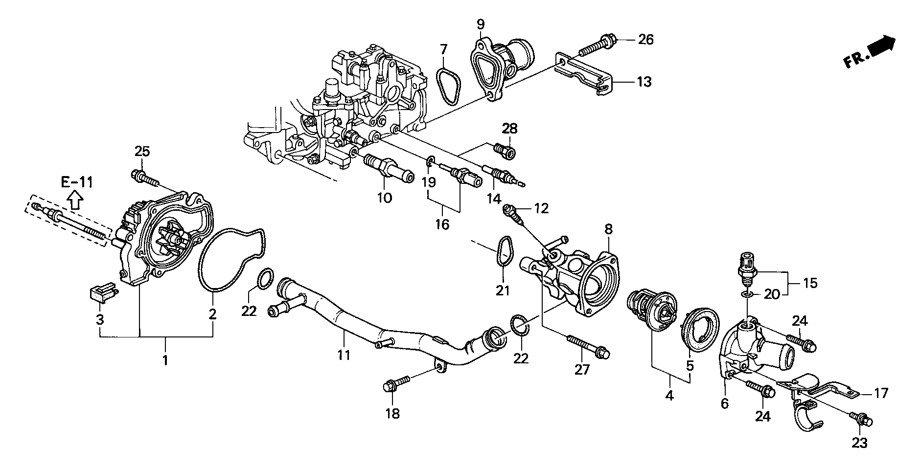 Diagram WATER PUMP@SENSOR for your 1976 Honda Civic Hatchback   