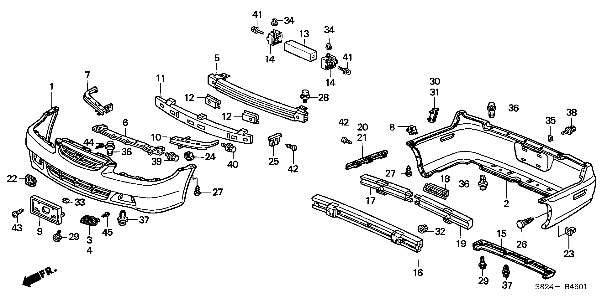 Diagram BUMPER (2) for your Honda Pilot  