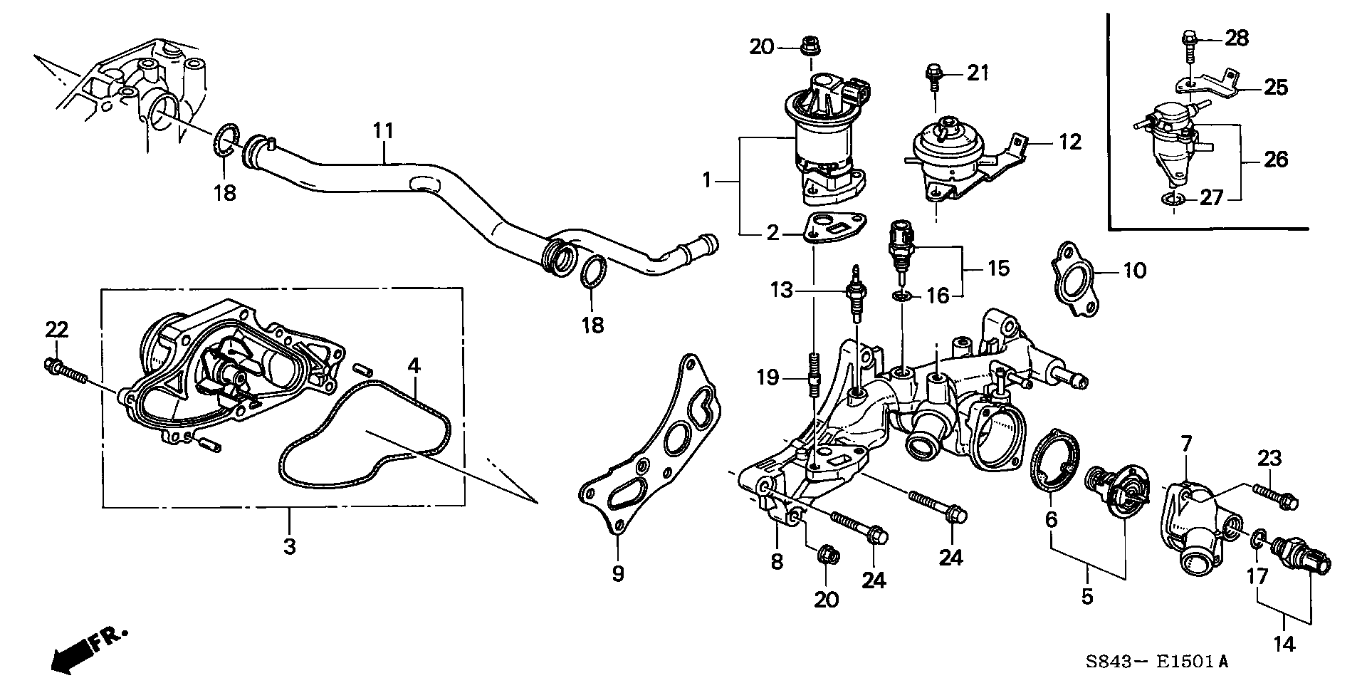 Diagram WATER PUMP@SENSOR (V6) for your 2013 Honda Accord   