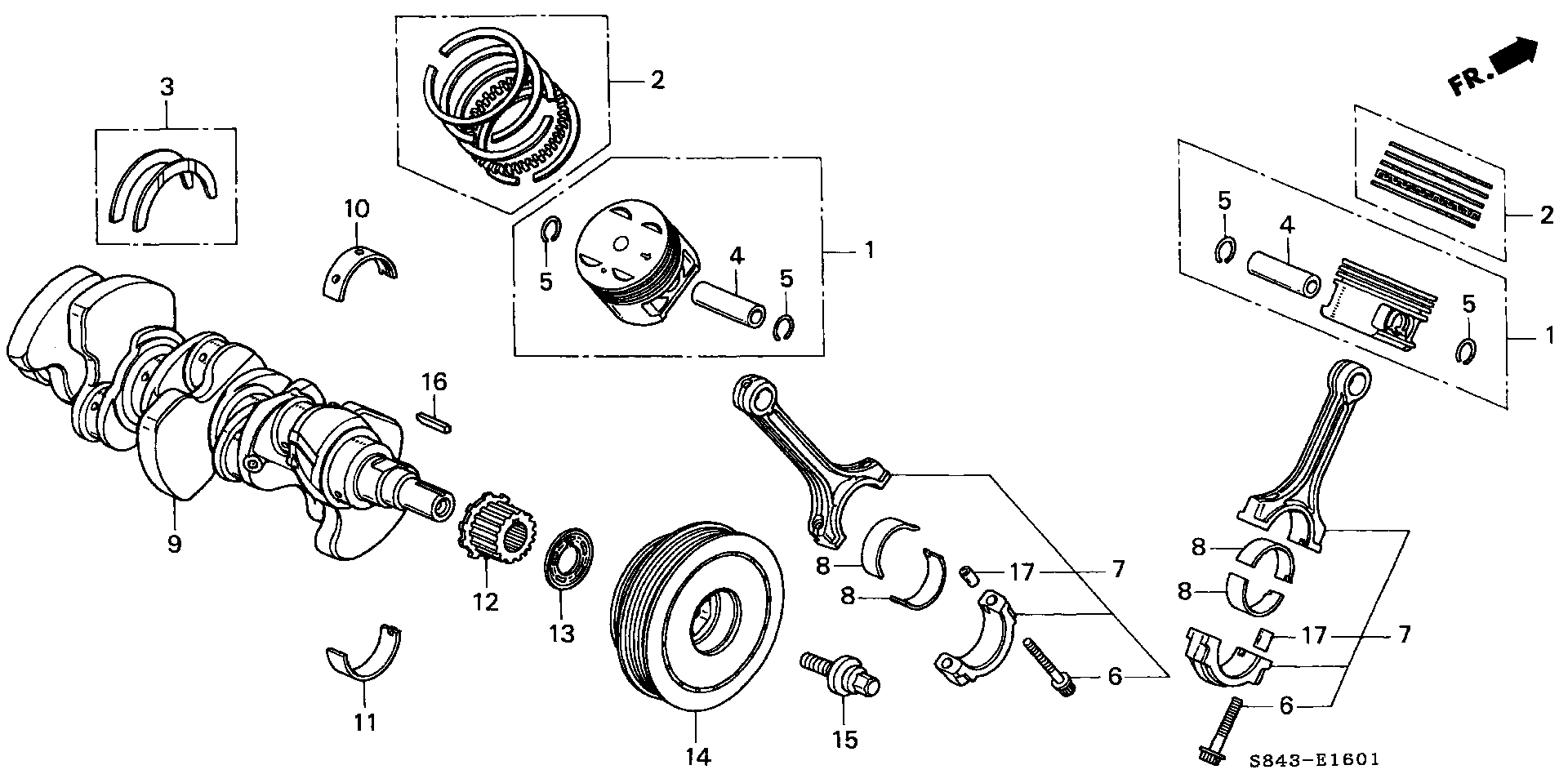 2017 Honda Accord Ring set, piston (std). Crankshaft 13011RDVJ01