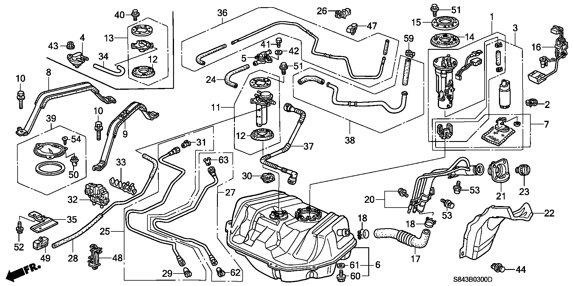 Diagram FUEL TANK for your 1994 Honda Accord Coupe 2.2L MT LX 