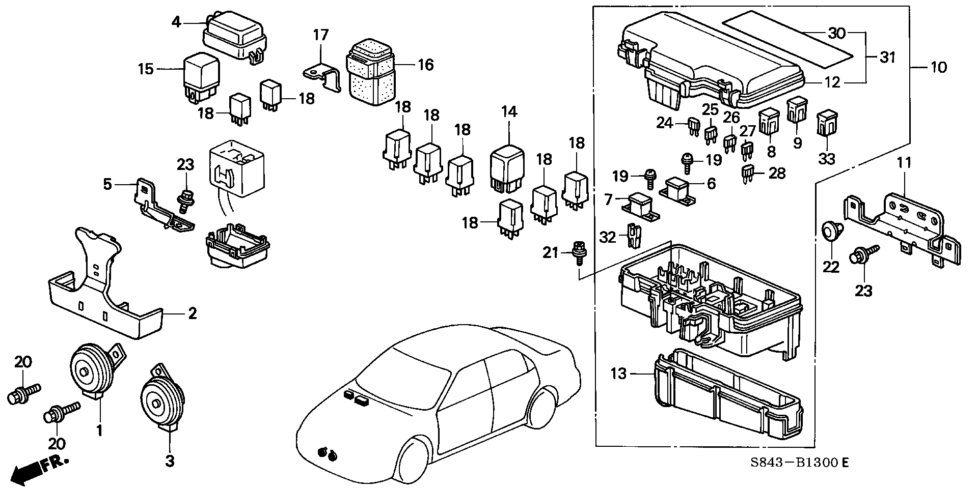 Diagram CONTROL UNIT (ENGINE ROOM) for your Honda