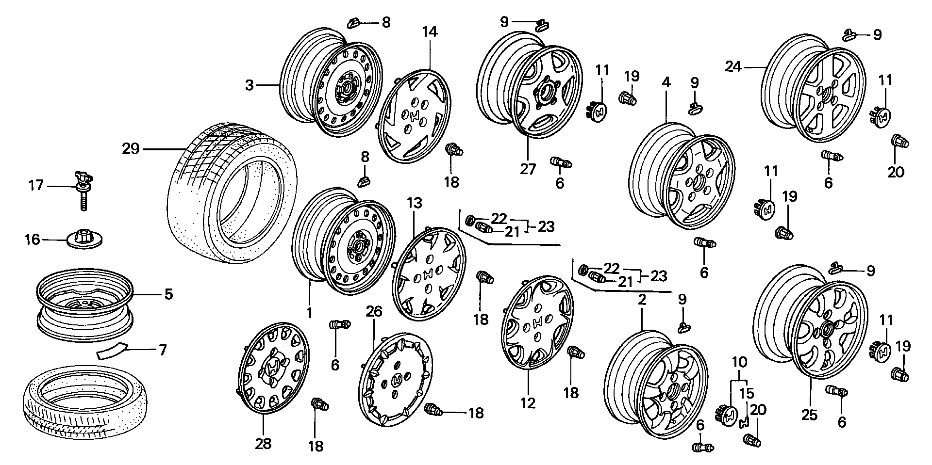 Diagram WHEEL DISK (1) for your Honda Accord  