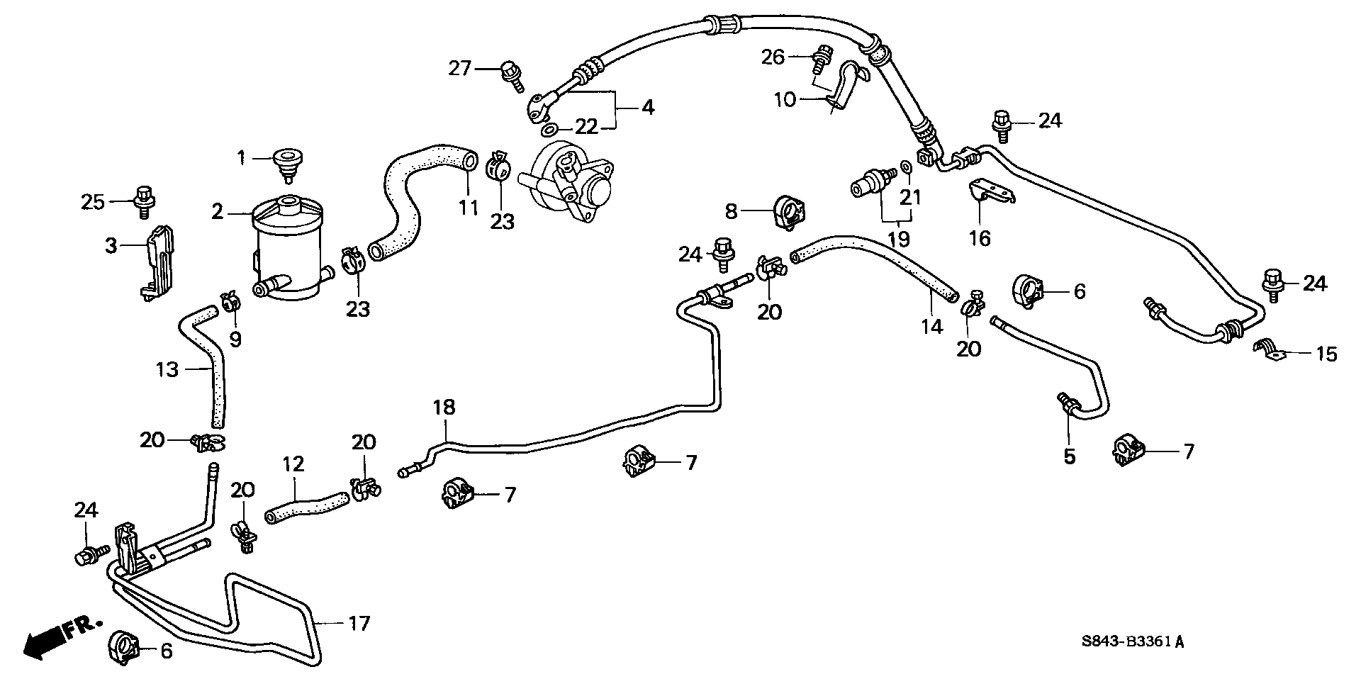 Diagram P.S. HOSES@PIPES (V6) for your 1989 Honda Accord Coupe 2.0L MT DX 