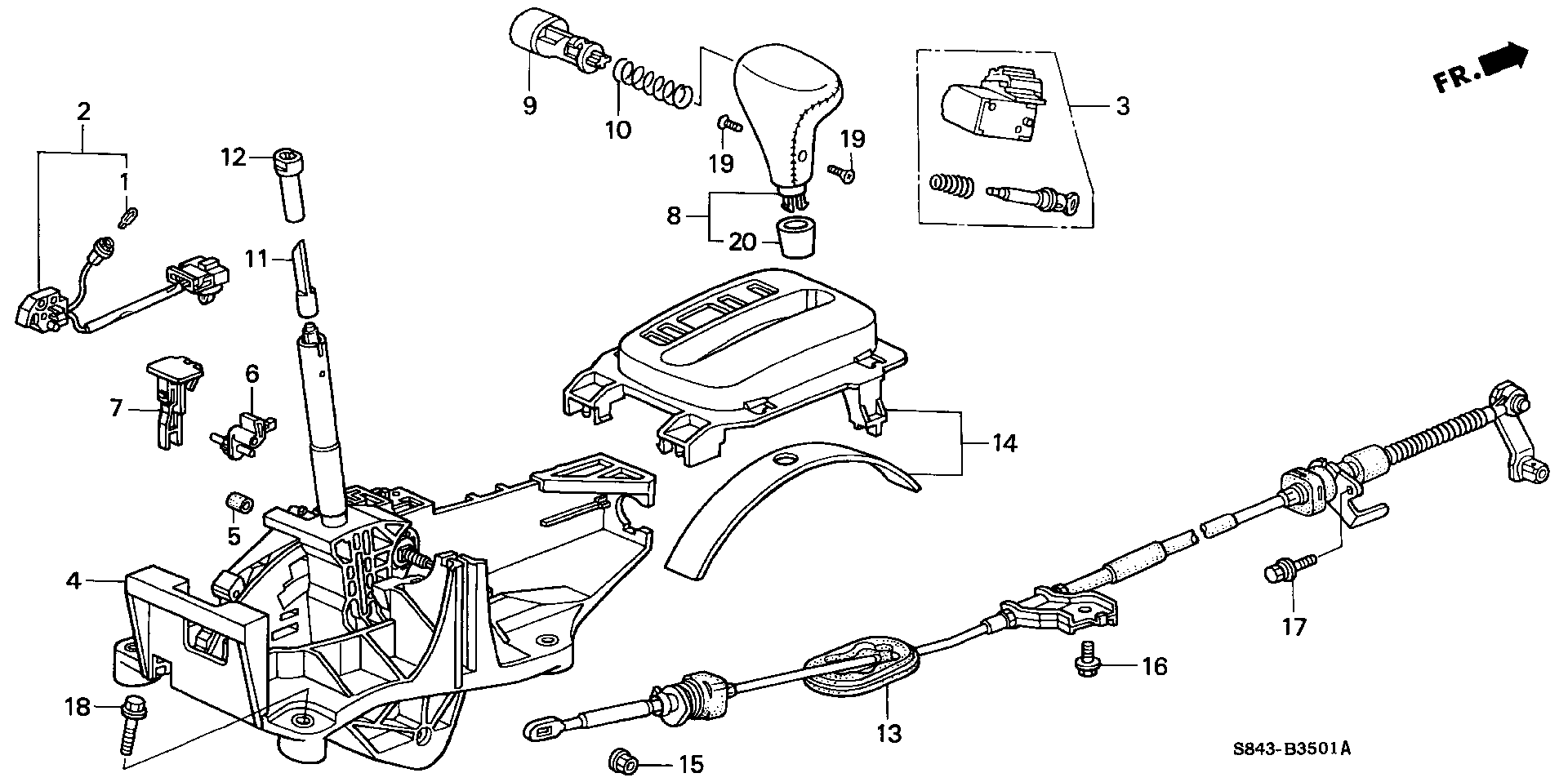 Diagram SELECT LEVER (2) for your Honda Civic Hatchback  