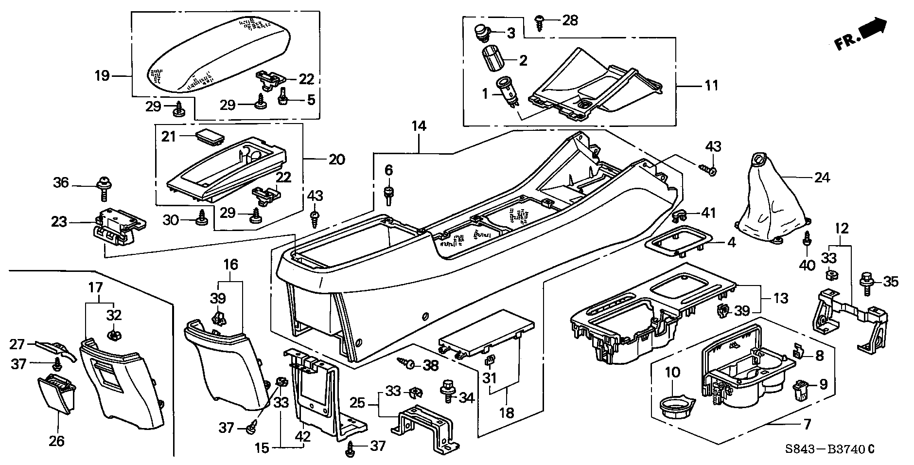 Diagram CONSOLE for your 1997 Honda Accord Coupe 2.2L AT LX 