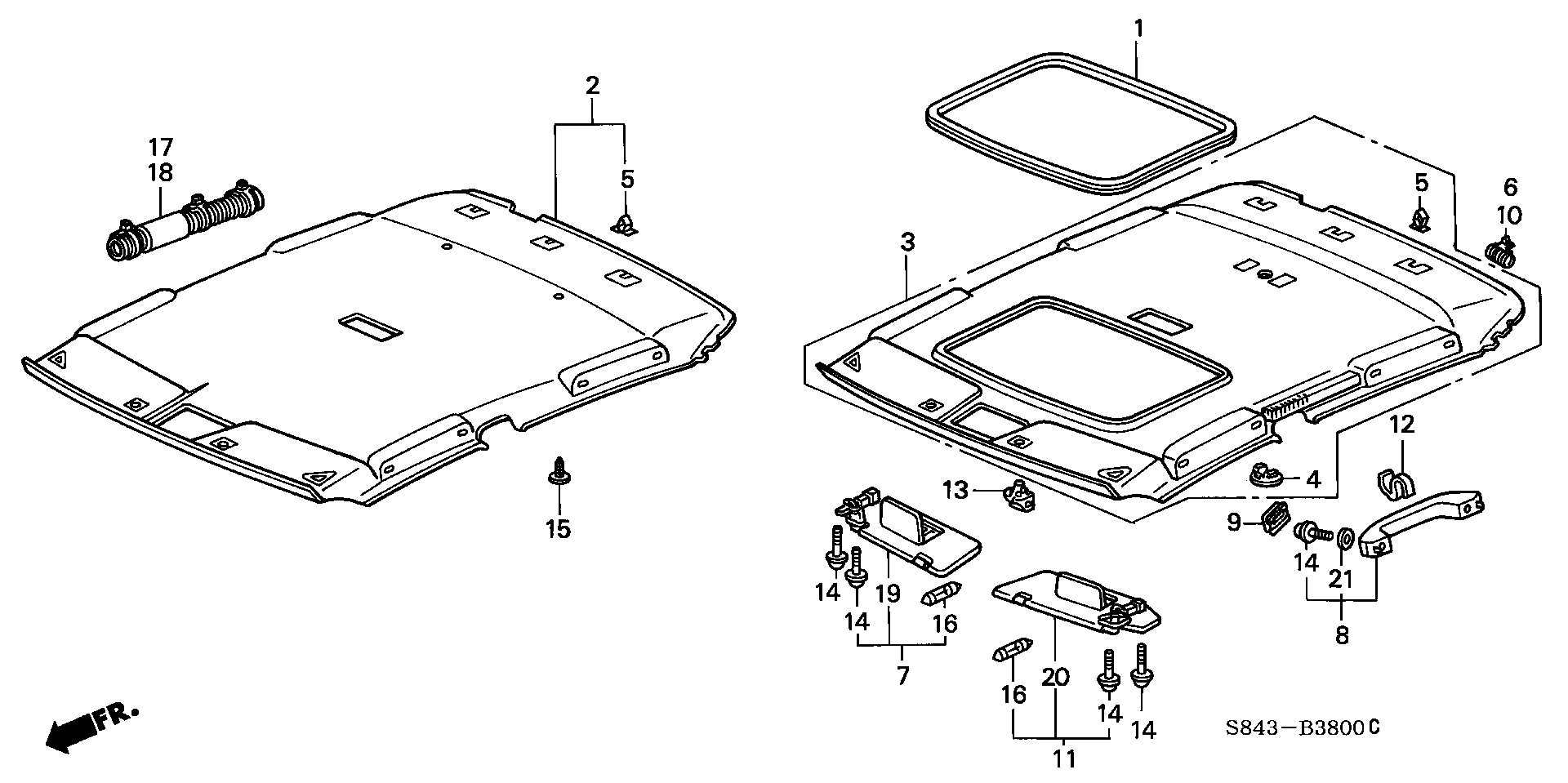 Diagram ROOF LINING for your Honda