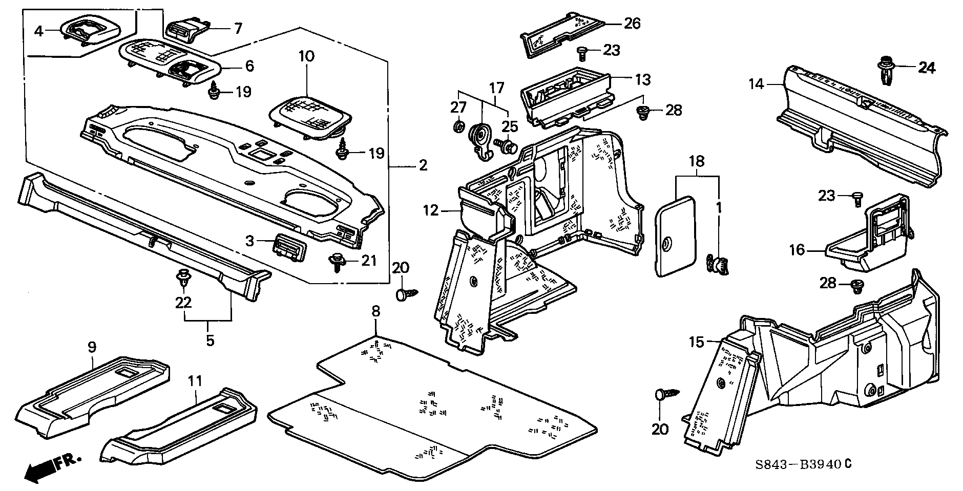 Diagram REAR TRAY@SIDE LINING for your 2021 Honda Accord   