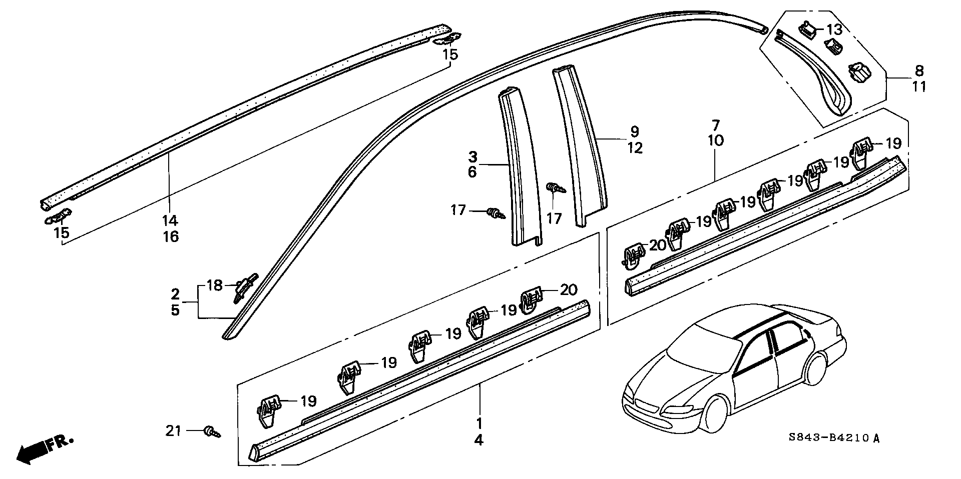 Diagram MOLDING for your 1993 Honda Civic   