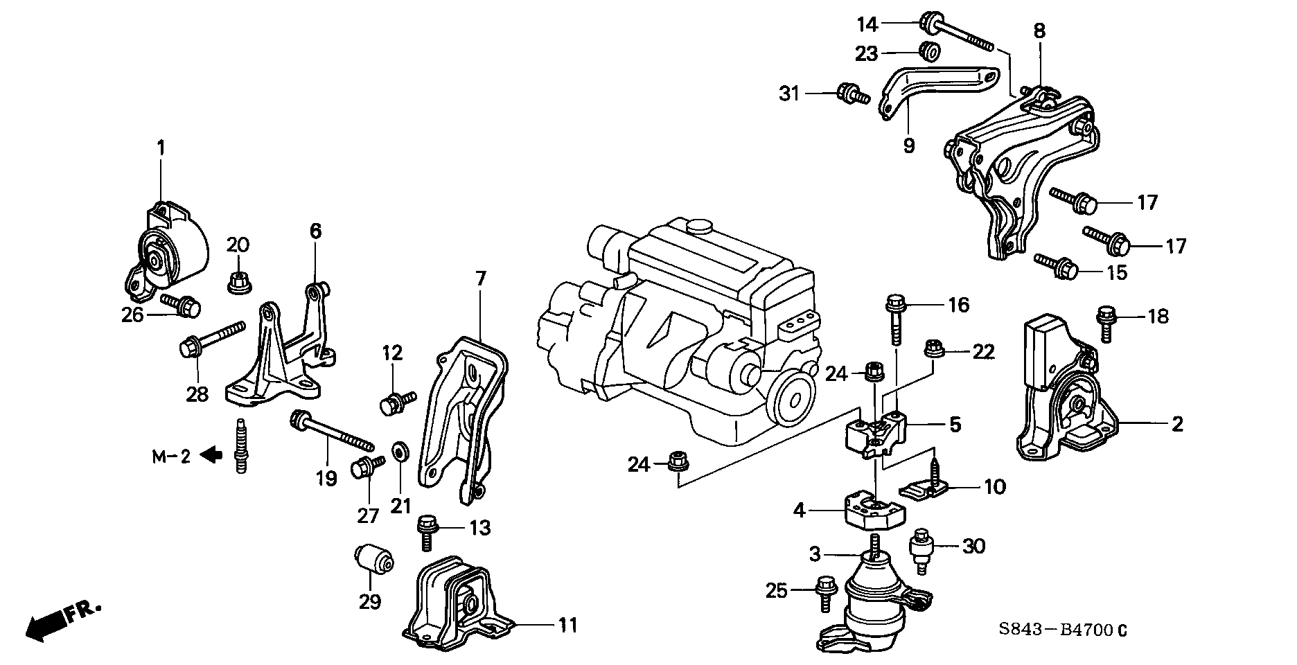 Diagram ENGINE MOUNTS (MT) (1) for your Honda