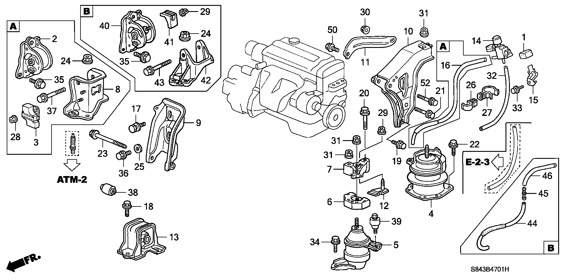 Diagram ENGINE MOUNTS (AT) (2) for your Honda