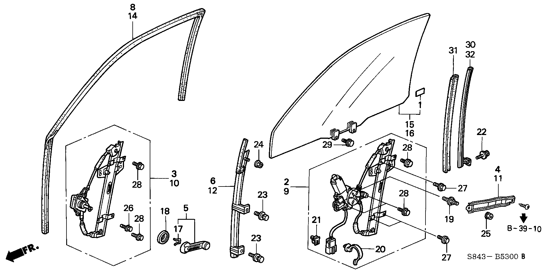 Diagram FRONT DOOR WINDOWS for your Honda Accord  