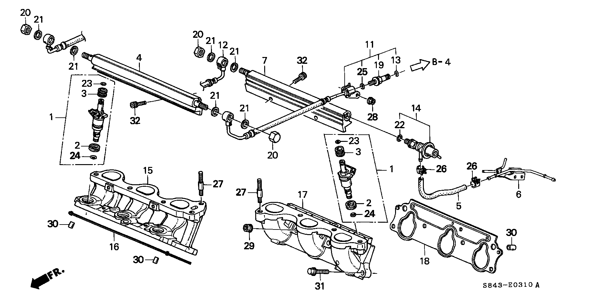 Diagram FUEL INJECTOR (V6) (1) for your 2012 Honda Pilot   