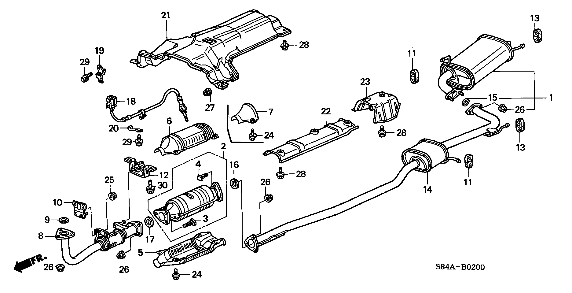 Diagram EXHAUST PIPE for your 1990 Honda Accord Coupe 2.2L AT LX 