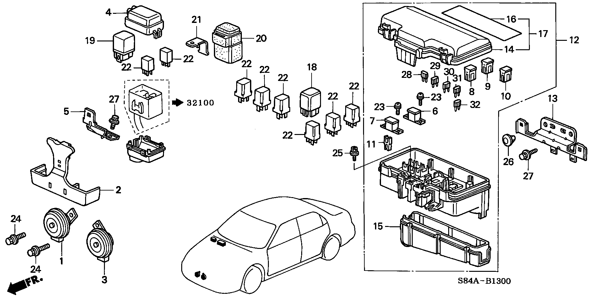 Diagram CONTROL UNIT (ENGINE ROOM) for your Honda