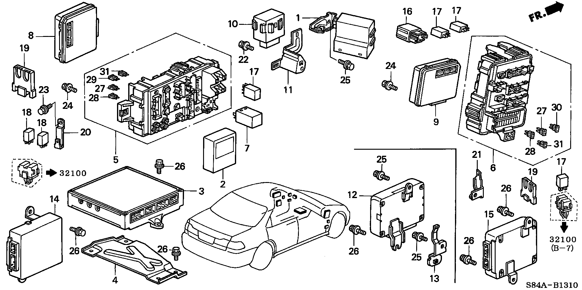 Diagram CONTROL UNIT (CABIN) for your Honda