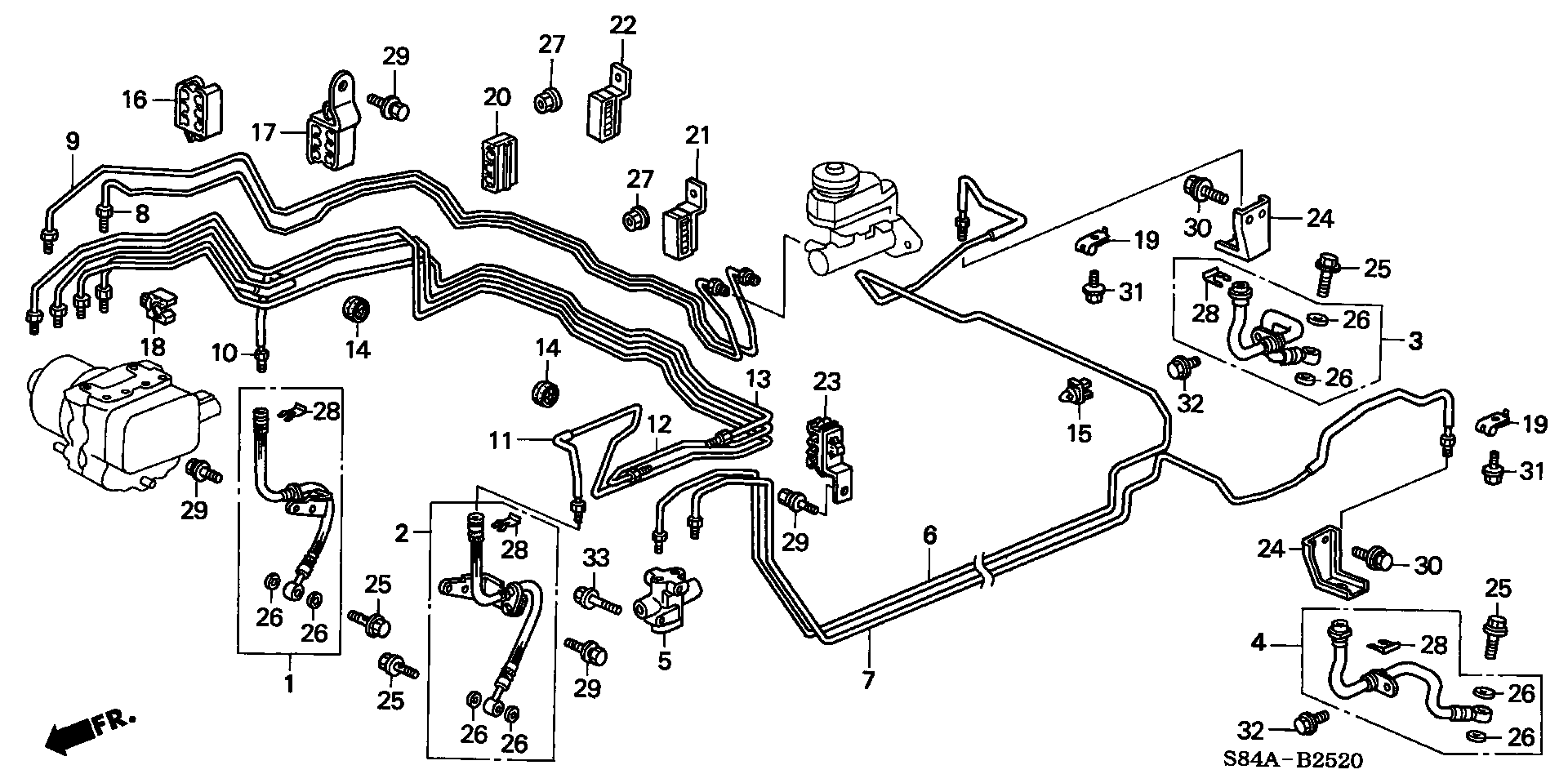 Diagram BRAKE LINES (V6) (ABS) for your 2024 Honda Passport  BLACK EDITION/ 5D 