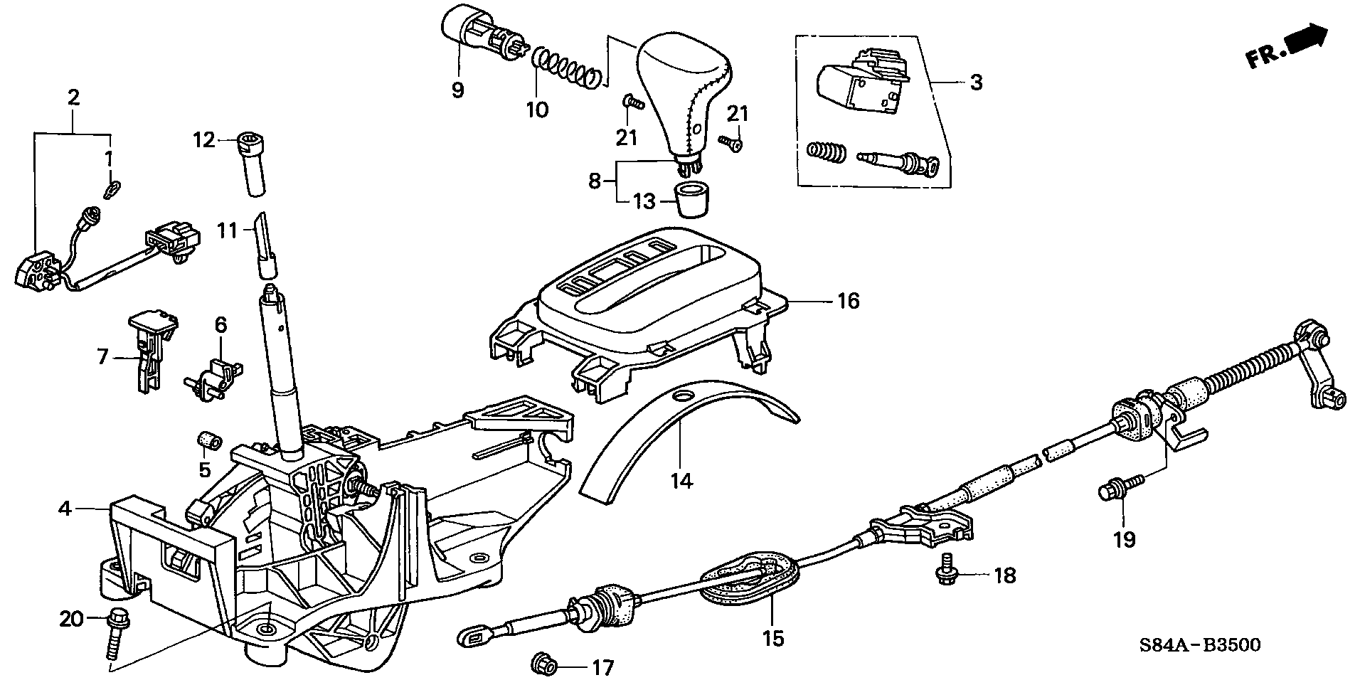 Diagram SELECT LEVER (1) for your Honda Civic Hatchback  