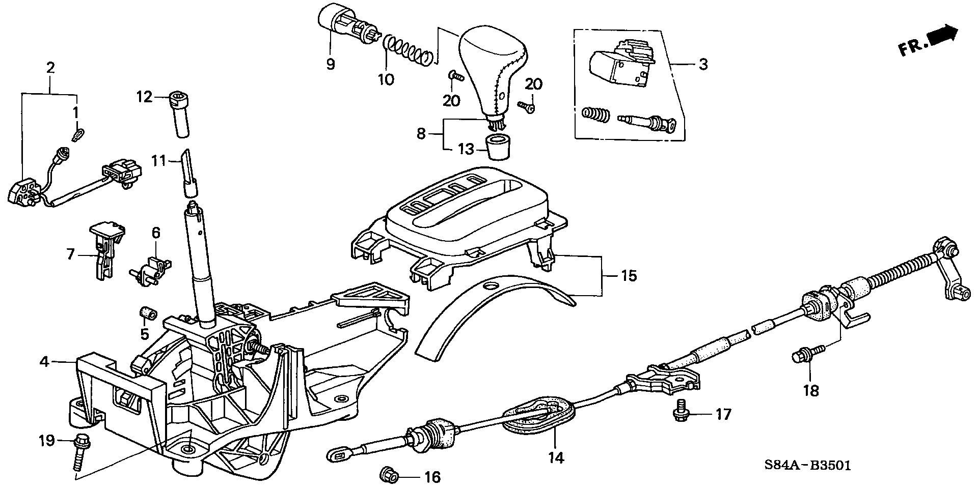 Diagram SELECT LEVER (2) for your Honda Civic Hatchback  