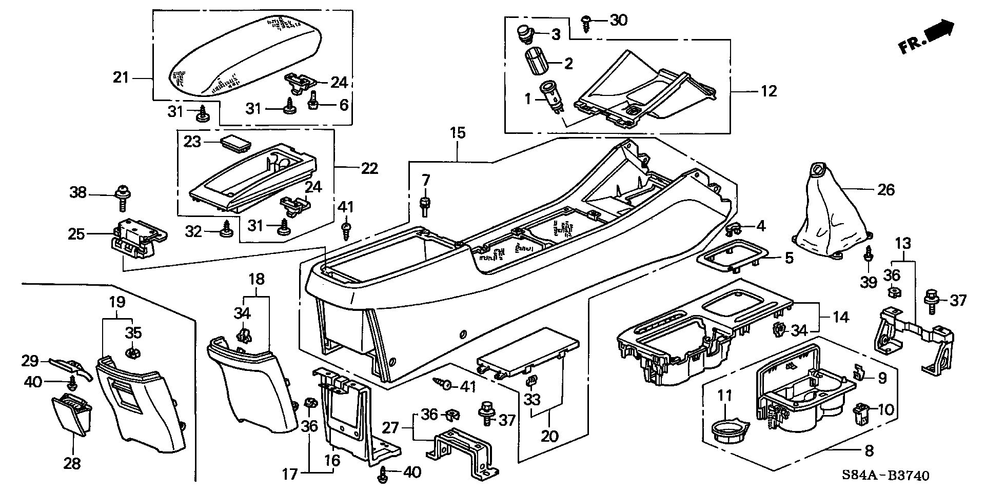 Diagram CONSOLE for your 1990 Honda Accord Coupe 2.2L AT LX 