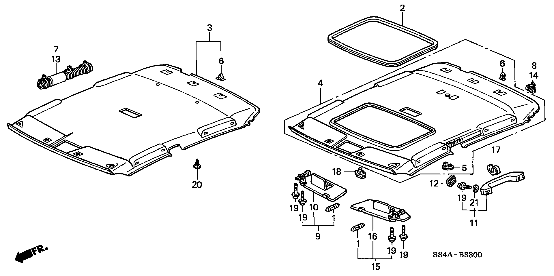 Diagram ROOF LINING for your Honda