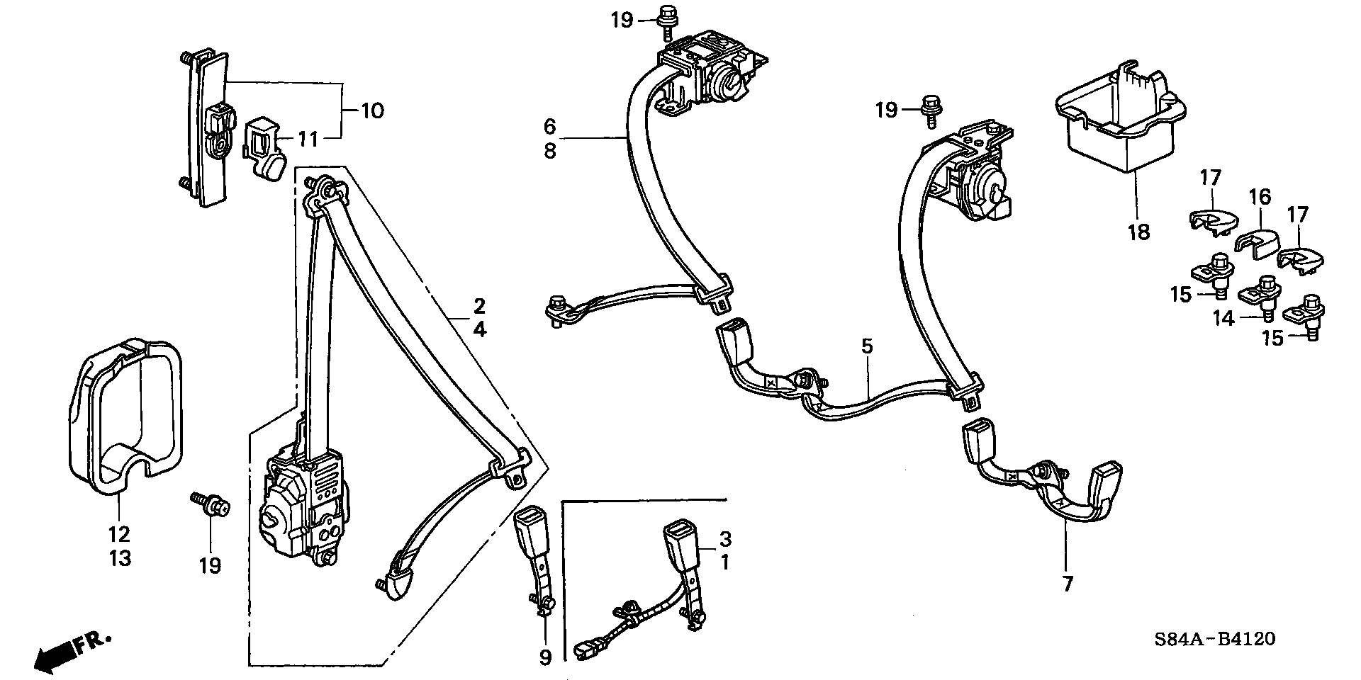 Diagram SEAT BELTS for your 2002 Honda Accord 2.3L VTEC AT EX-L 